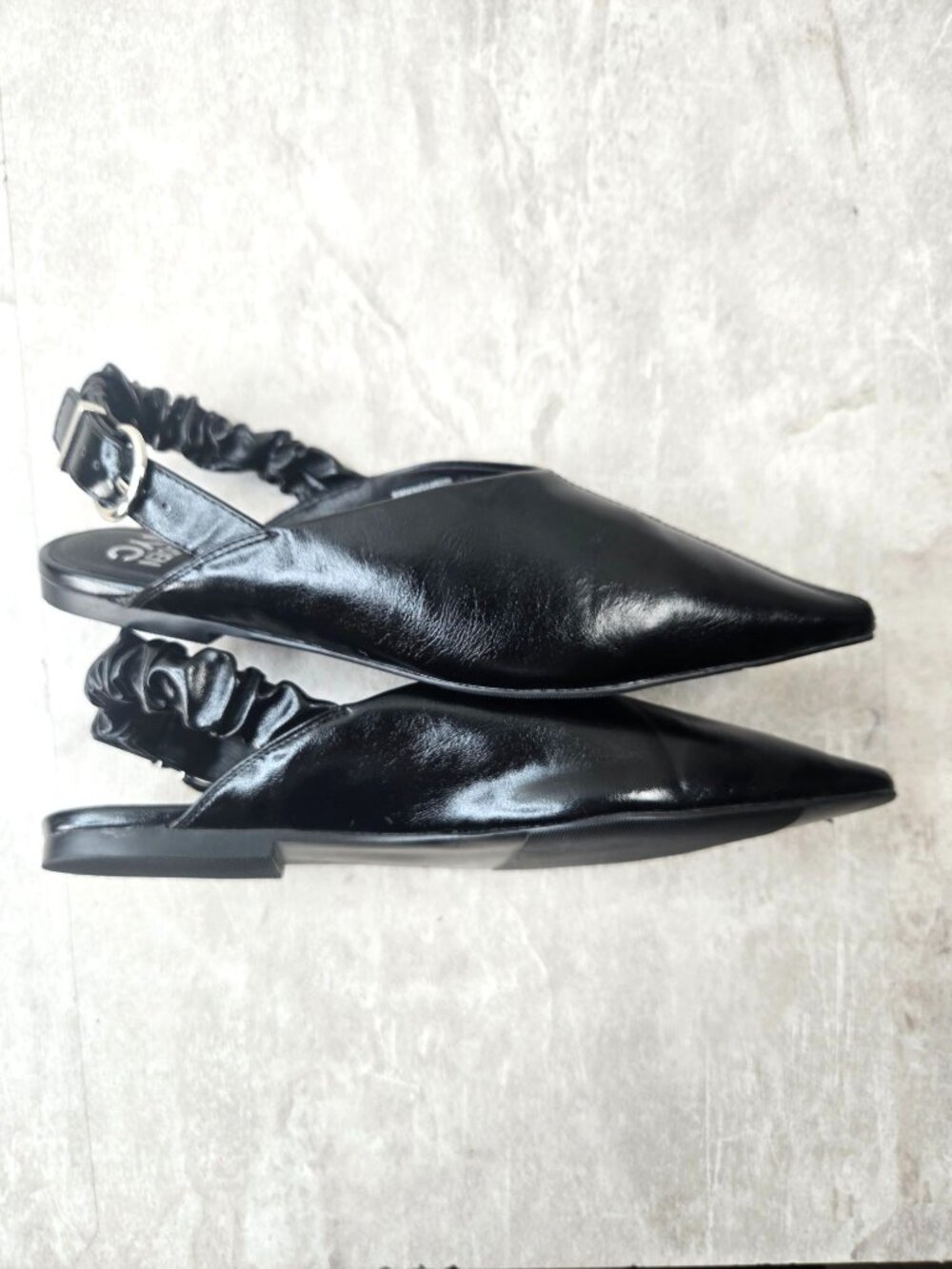Madden NYC Pointed Toe Slingback Flats 7.5 Black Faux Leather Sleek Ballet Shoes - Picture 6 of 11